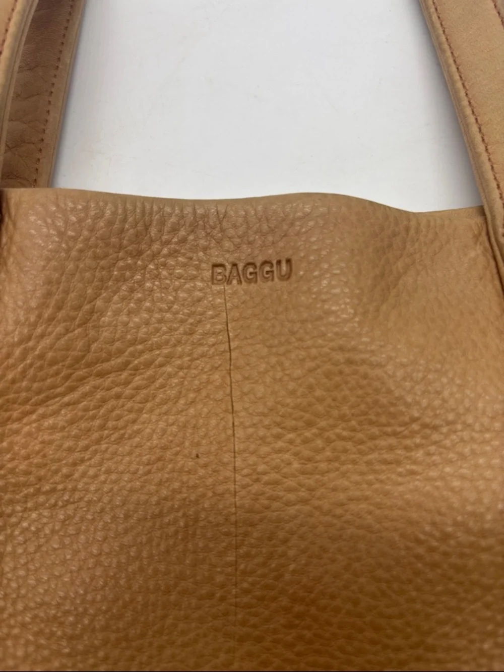 Baggu Leather Tote Bag in Tan - Classic Women’s Carryall As is condition - Picture 2 of 10